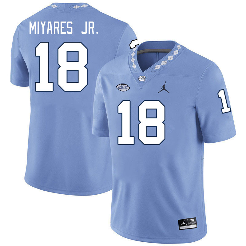 Men #18 Andres Miyares Jr. North Carolina Tar Heels College Football Jerseys Stitched-Carolina Blue